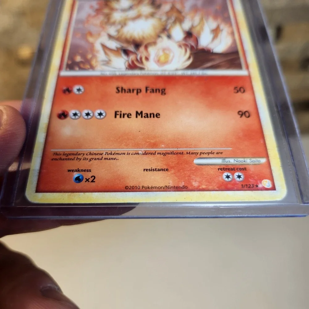 Pokemon Arcanine 1/123 Rare HeartGold SoulSilver HGSS 2010 Fire Type Card